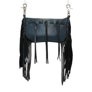 Hand-crafted Nightfall Fringe Hip Bag | All‑Black Leather & Fringe